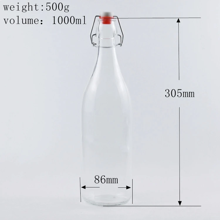 Swing Top Bottles 33.75 Ounce 1 Liter Round Clear Glass Grolsch Flip