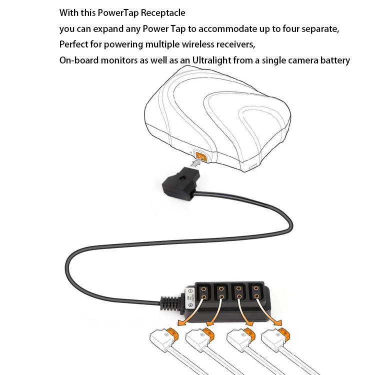 Cables D Tap Male to 4 Port Dtap Female Splitter Power Cable for arri RED Cameras TILTA Steadicam IDX Battery - ANKUX.COM