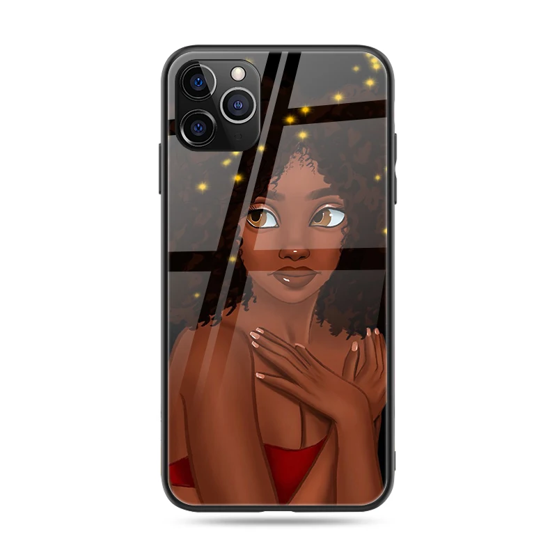Fashion Black Girl Magic Uv Printed Plastic Tpu Glossy Glass Phone Case
