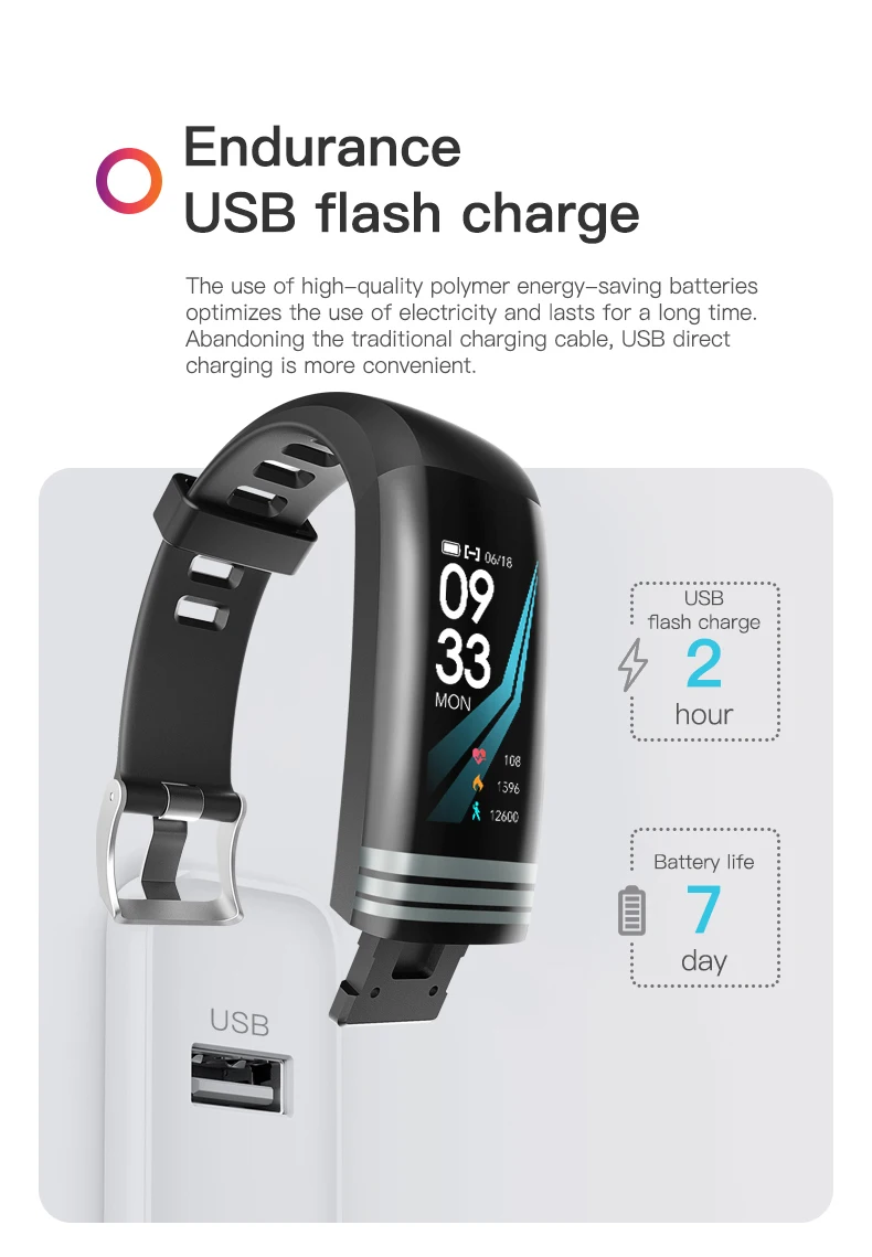 2020 Hot Sales 0.96inch Body Temperature Monitoring Smart Bracelet