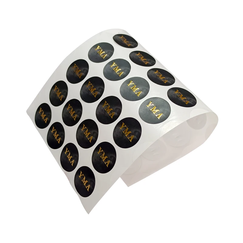 Black Background Gold Logo Sticker Waterproof Label Custom Roll