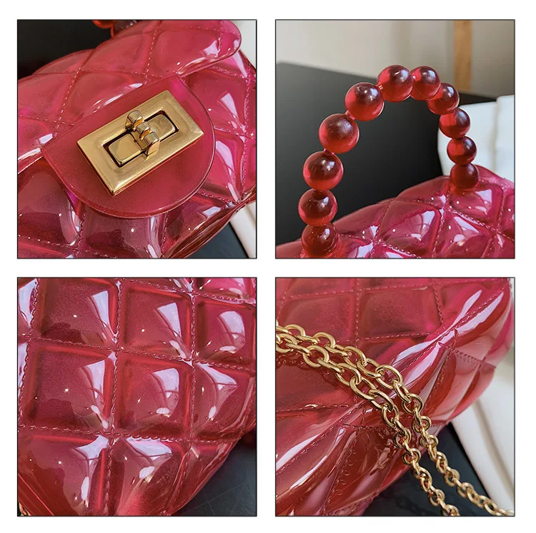 2022 Fashion Pearl Handle Kid Colorful Jelly Candy Bag Purse And