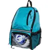 The clear window ball compartment can carry up to a standard sized soccer ball without issue