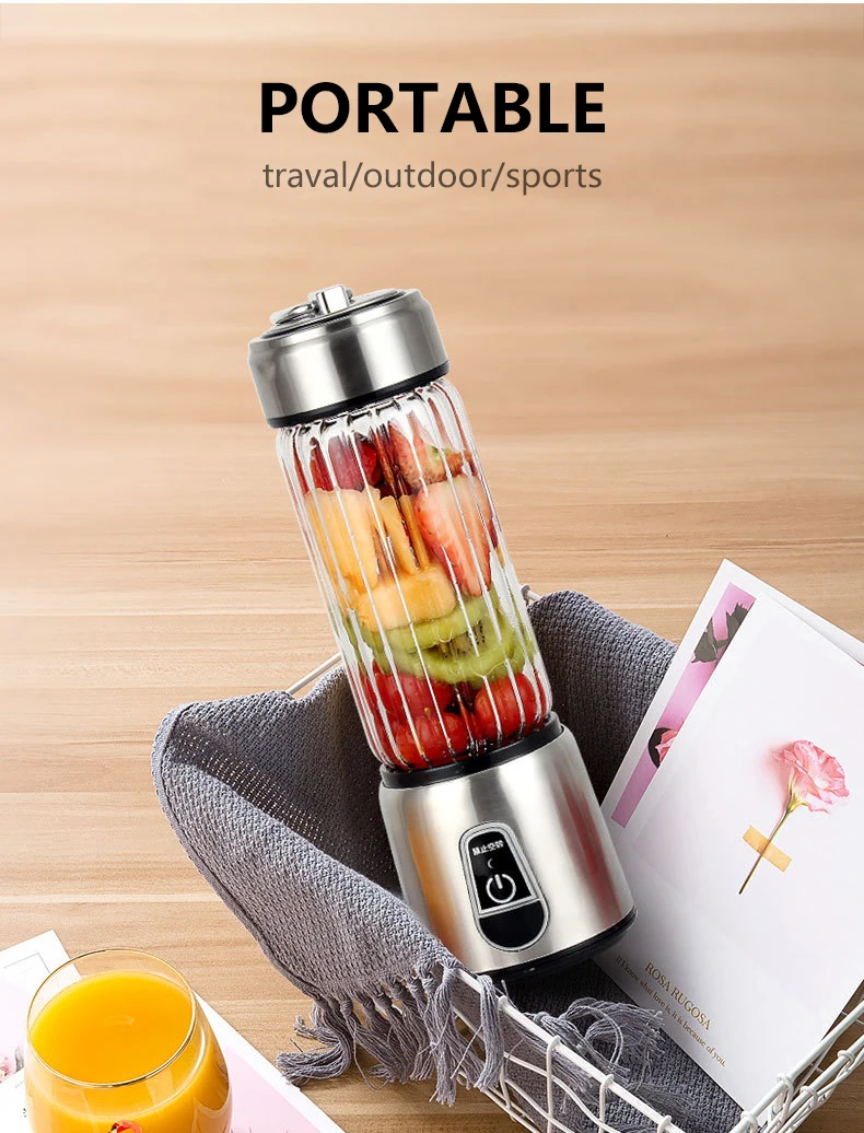 Best Selling 6 Blades Usb Battery Charge Smoothie Blender With Glass