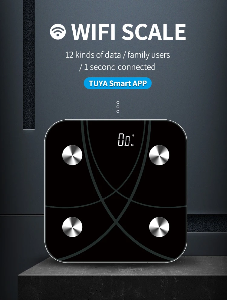 Smart Phone App Wireless 180kg Wifi Body Composition Analyzer Weight