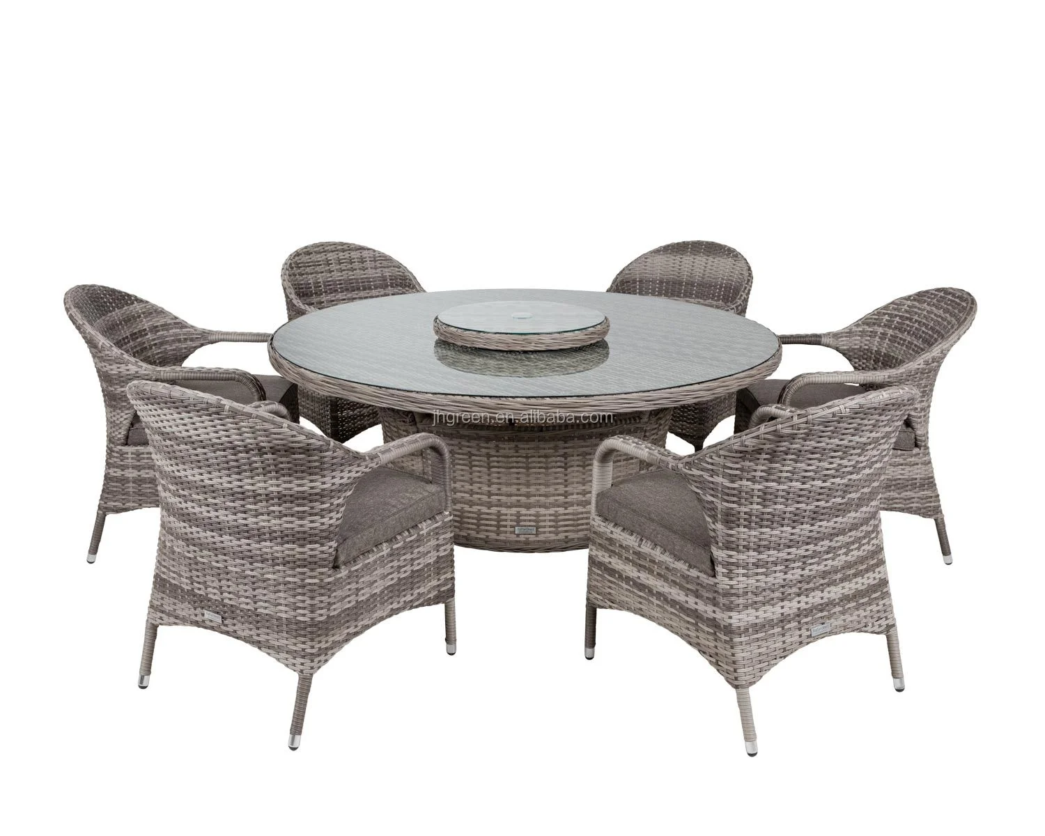 6 Seater Outdoor Patio Furniture Dining Chair And Rattan Round Table