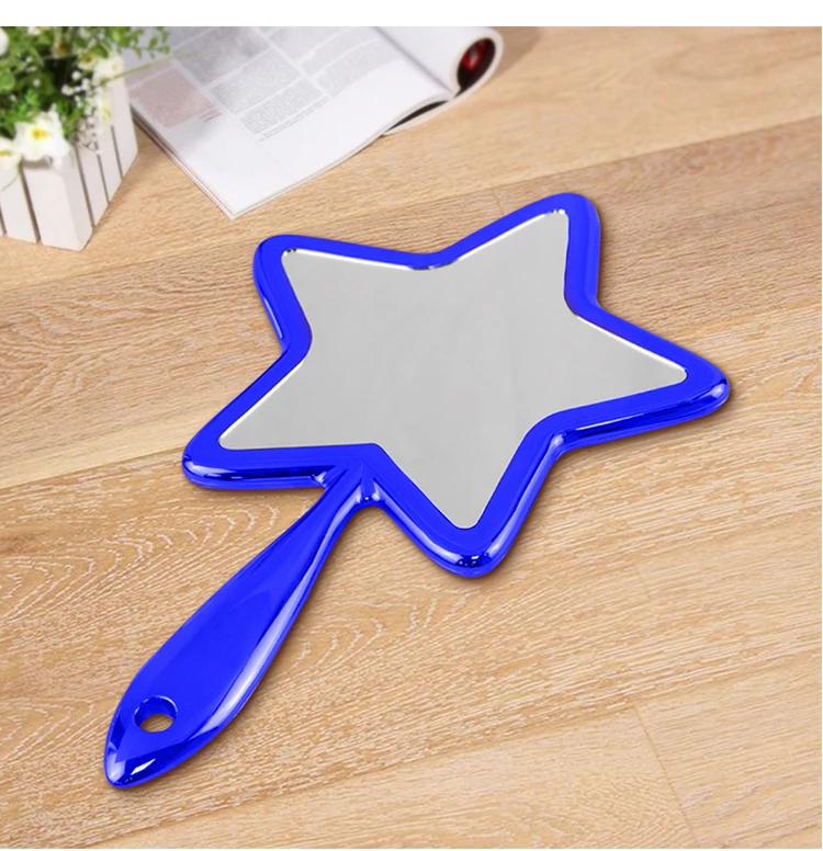 295*180MM 456G ABS Frame High Quality Single Sided custom handheld logo handle hand cosmetic Makeup Star Hand Mirror With Handle