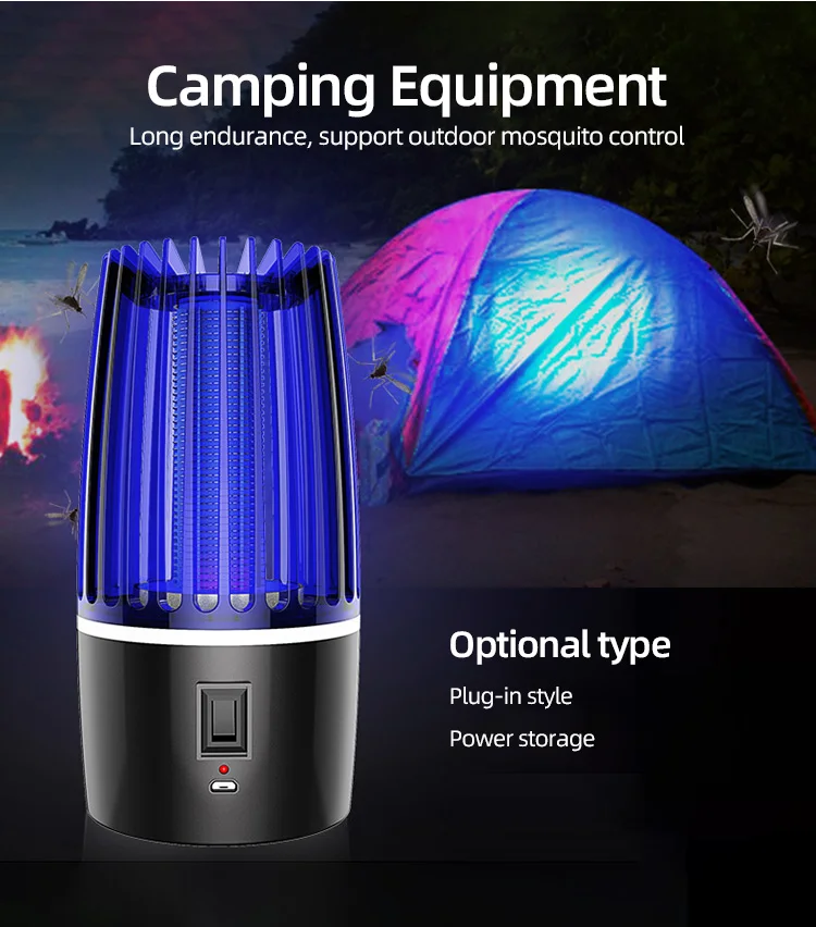 Portable outdoor anti mosquitos killing led bulb trap usb rechargeable electric mosquito killer lamp