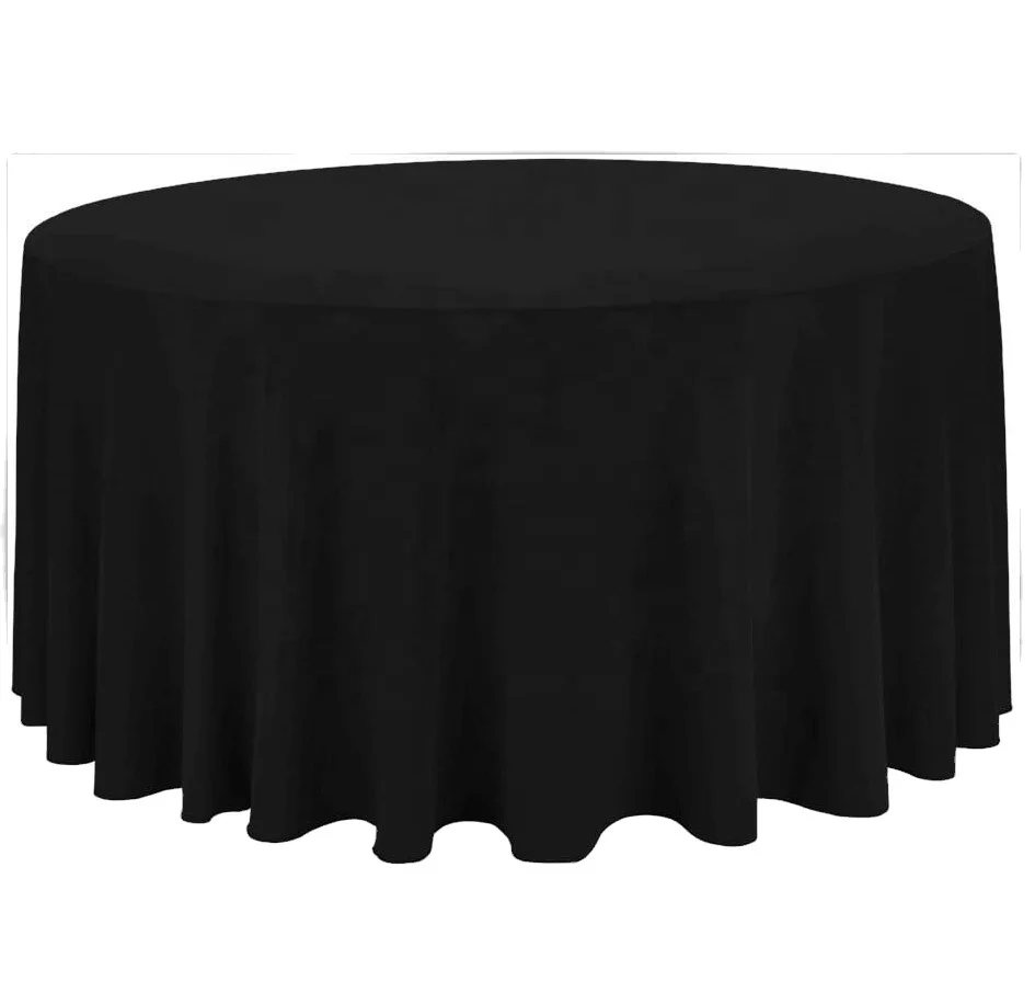 Round Tablecloth 120 Inch Navy Blue Washable Polyester Cotton Table