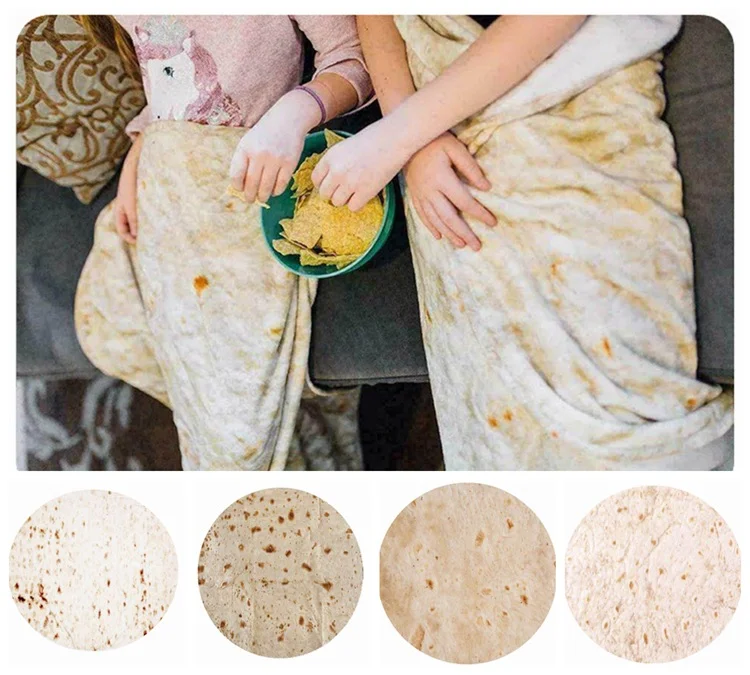 Burrito Fleece Blanket Flour Tortilla Mexico Mexican Blanket Round