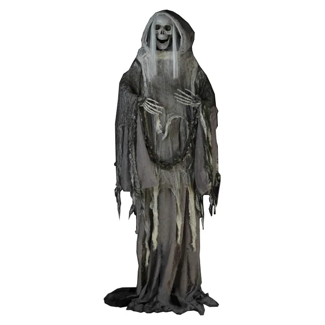 Halloween Decoration Life Size Animated Standing Reaper In Creepy Cloth ...