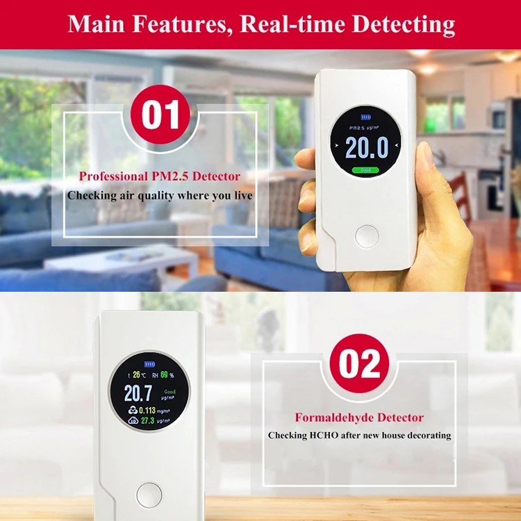 Home Desktop Indoor Air Quality Monitor CO2 Temperature Humidity Meter