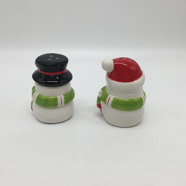Christmas Cartoon Character Design Ceramic Snowman Salt And Pepper Shaker