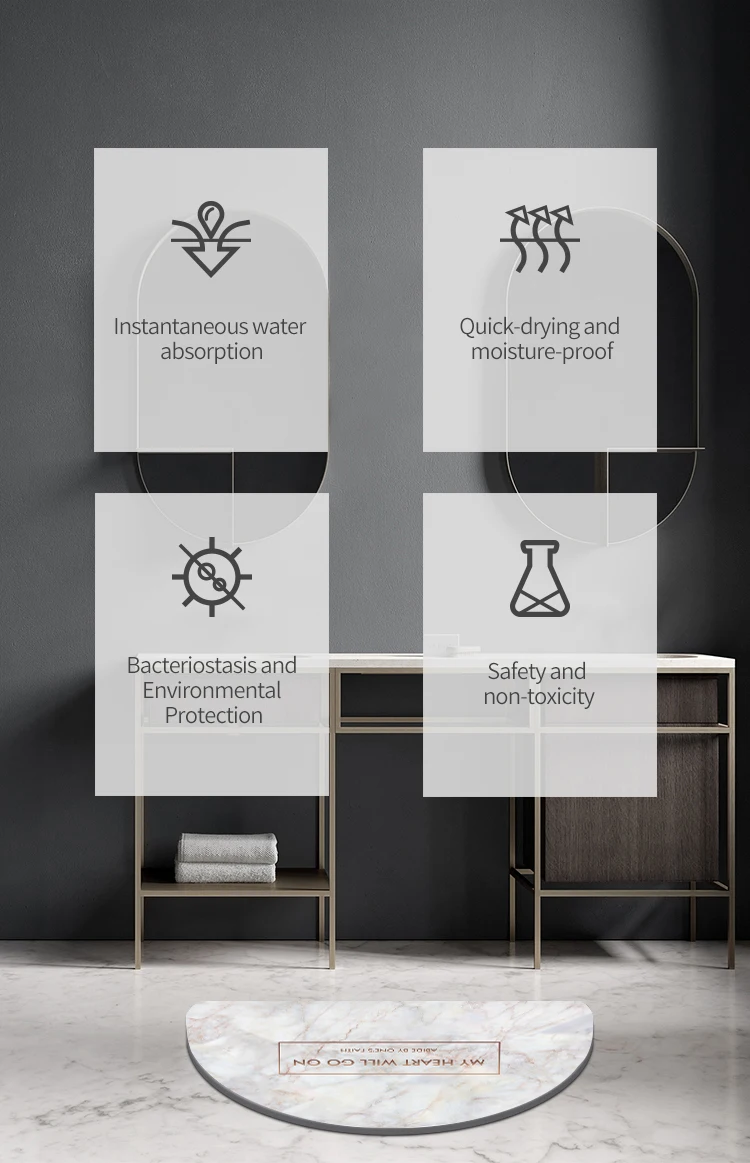 half round diatomite bath mat high-grade mat as a gift