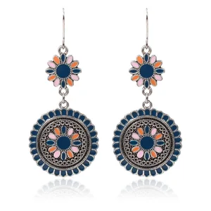 Korean version of the new qing aesthetic creative carving size patterns drop oil earrings