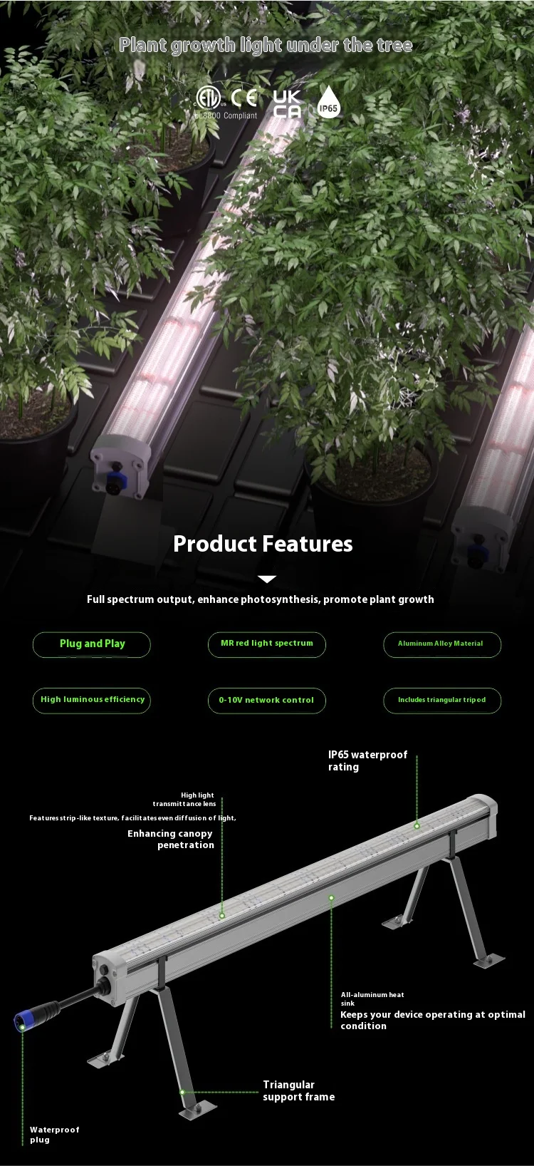 product full spectrum cob led plant tree light ip65 undercanopy bottom supplement for greenhouse vegetable seedling cross border bloom-6