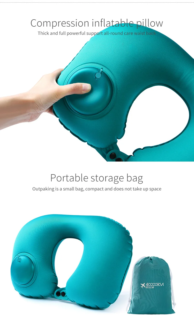 Portable Folding Essential Automatic Self Inflating Press Air Filled Inflatable Travel Neck U