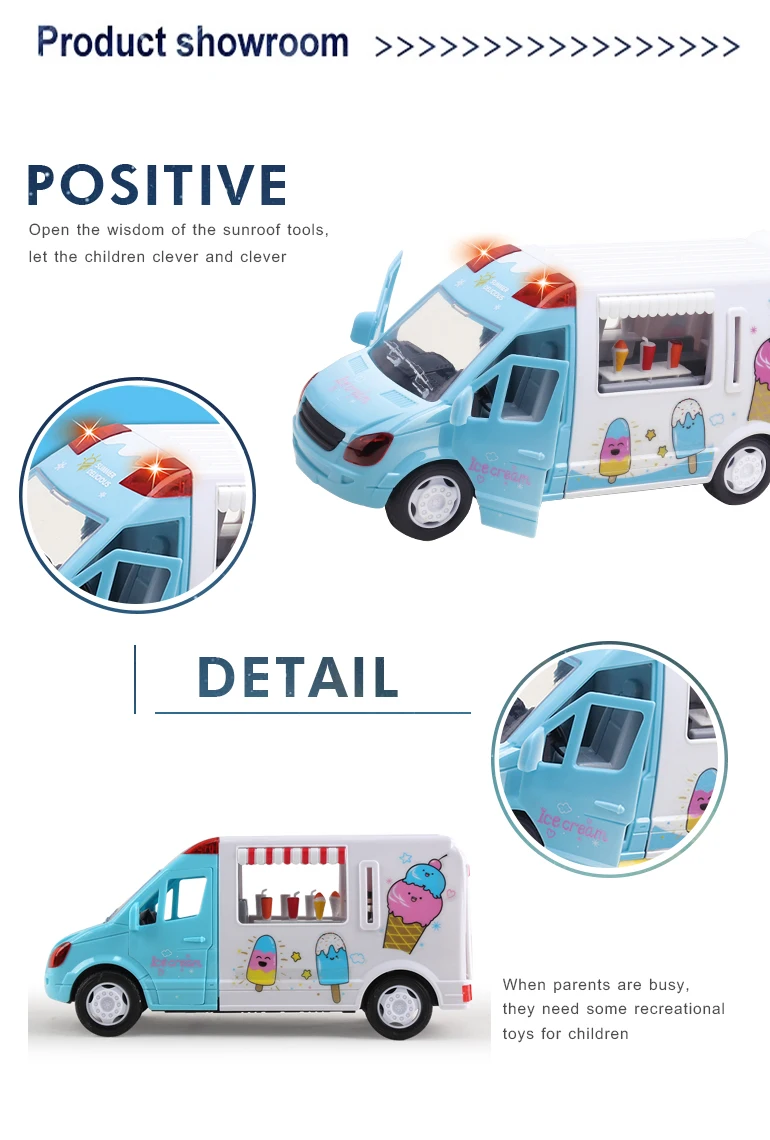 Kid role play set plastic simulation food inertial catering ice cream truck toy