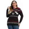 HNA02006 HN Christmas Pattern Long Sleeve Crew Neck Pullover Women's Plus Size Sweater