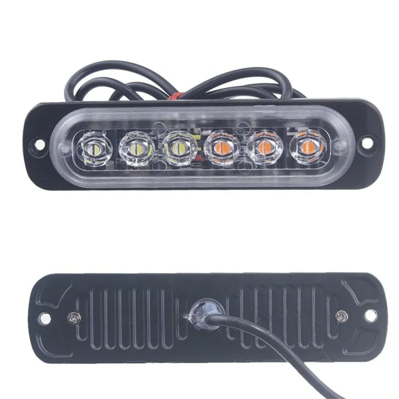 6 LED Strobe Warning Light Strobe Grill Flashing Breakdown Emergency Light Car Truck Beacon Lamp Amber Traffic Light