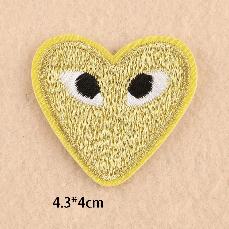 Computer Embroidery Multicolor Heart Shape Eyes Patch
