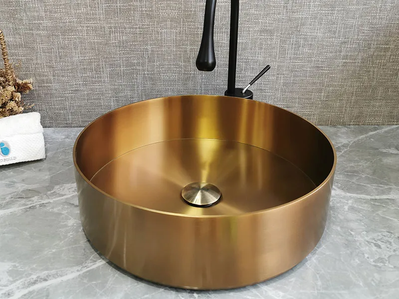 Gold Finished Stainless Steel Water Basin Washroom Stainless Steel Wash