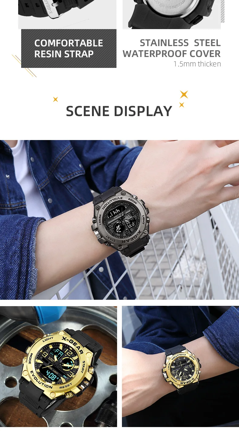 X-gear Al Fajr Custom Logo Army Brand Stainless Steel Digital Watch Men