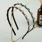 High Grade Baroque Colorful Diamond Fine Edge Hair Hoop Girl Simple Fabric Small Rhinestone Pearl Headband