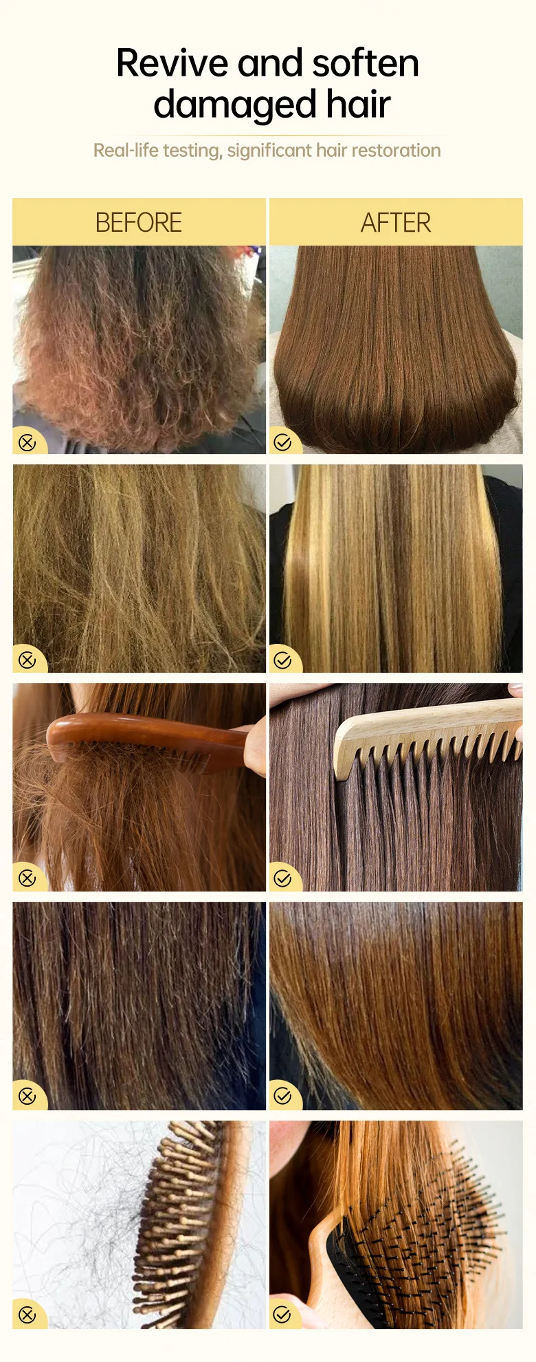 PURC有机无蒸汽免洗2合1发膜护发霜，用于受损/干燥的头发-光滑修复毛躁干燥蓬松