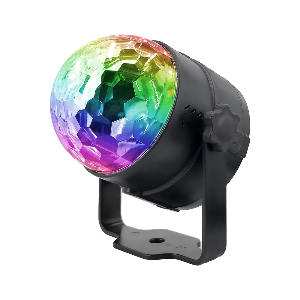 欧盟美国英国插头声音激活旋转迪斯科球派对灯频闪灯 3w rgb led 舞台
