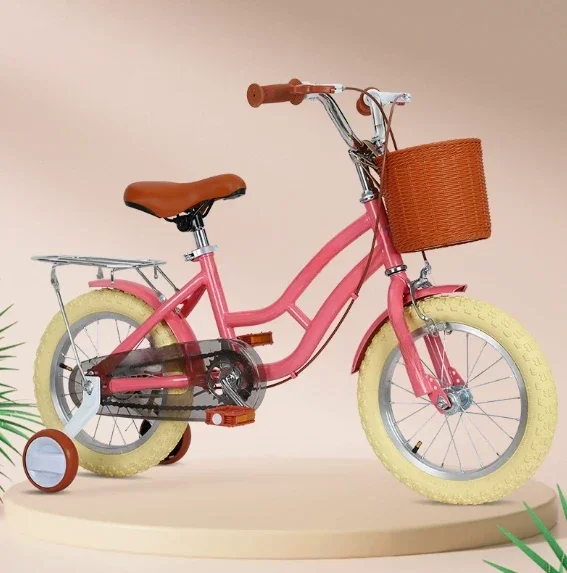 product girls princess bike 12 18 inch with rear seat  flash training wheels retro style kids bicycle-3