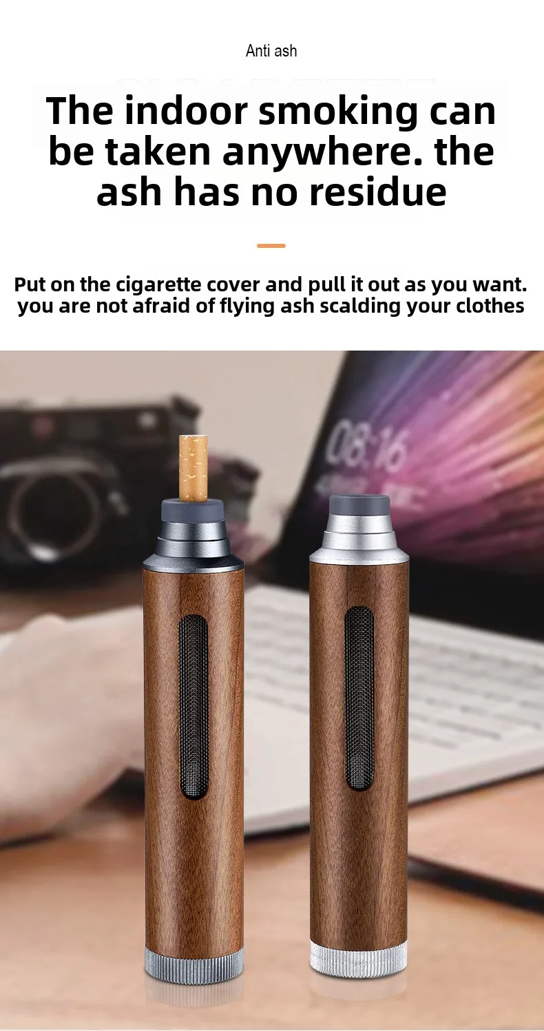 Wholesale Modern Portable Ashtray Cigarette Holder Ash Packed Smokeless Wooden Ash-free Car Handheld Ashtray Smoking Accessory