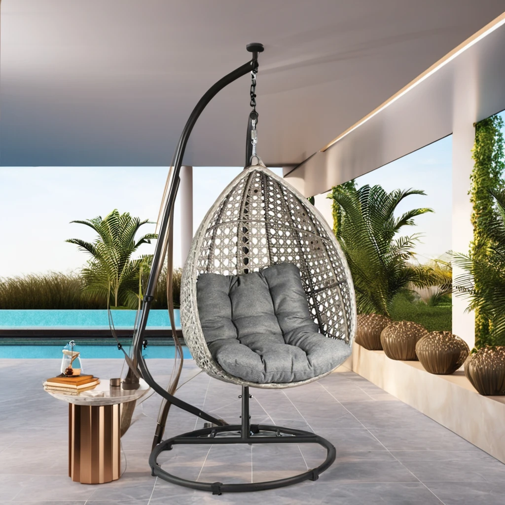Modern Design Outdoor Furniture Wicker Hanging Egg Swing Chair for Garden Patio Park Hotel Courtyard Adult Silla Colgante supplier
