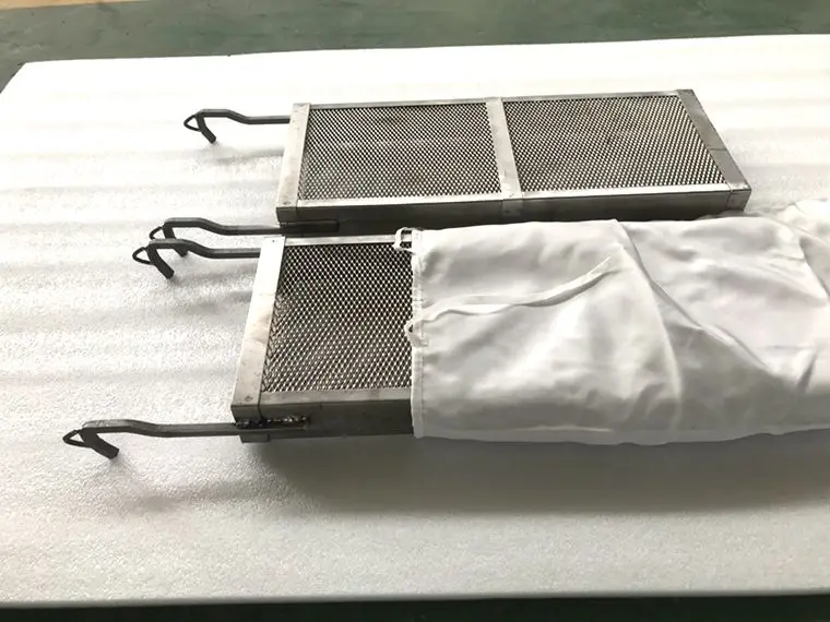 titanium basket mesh to hook with PP anode bags for Electroplating