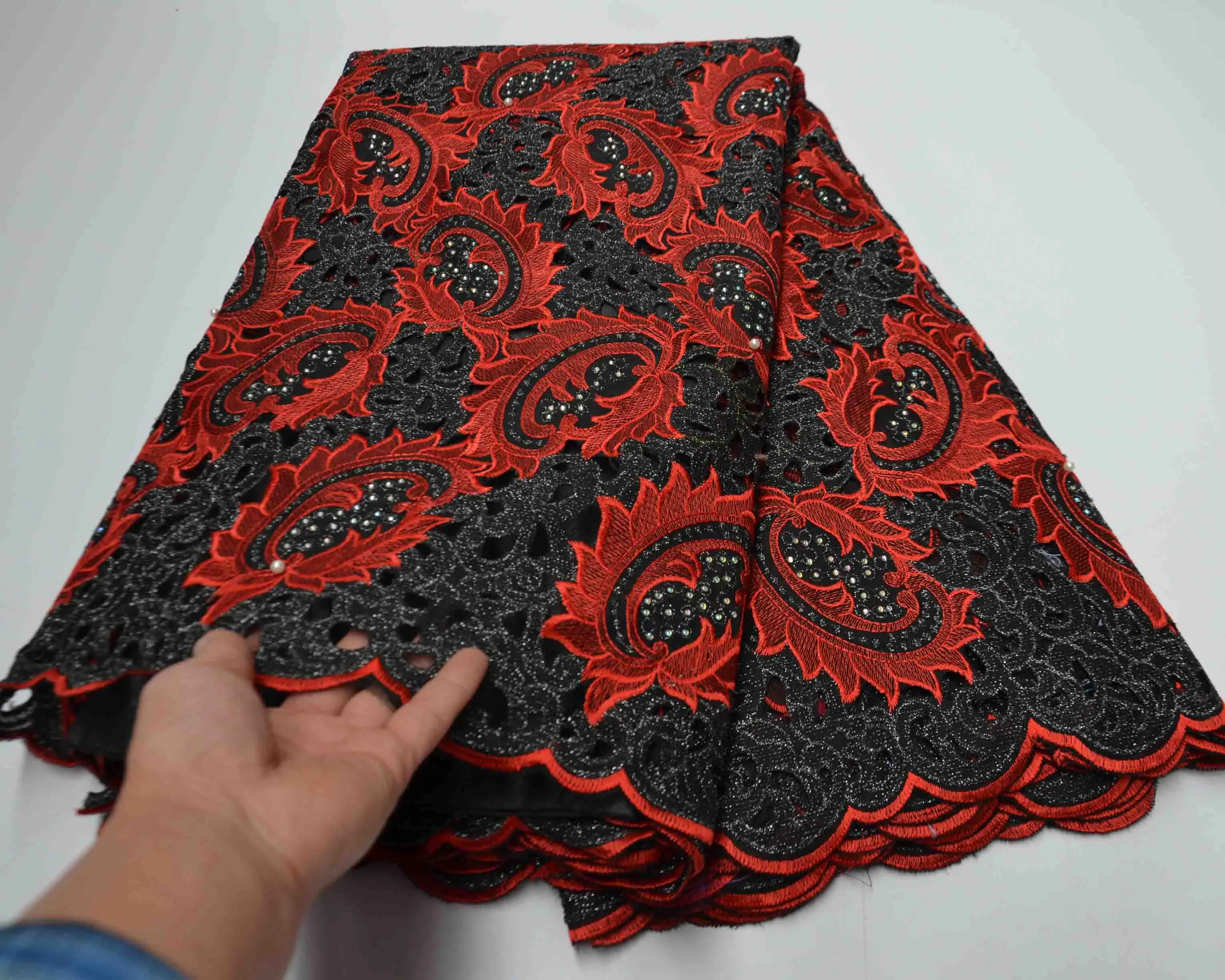 Red Dry Lace For Men Swiss Voile Manufacturers Polish