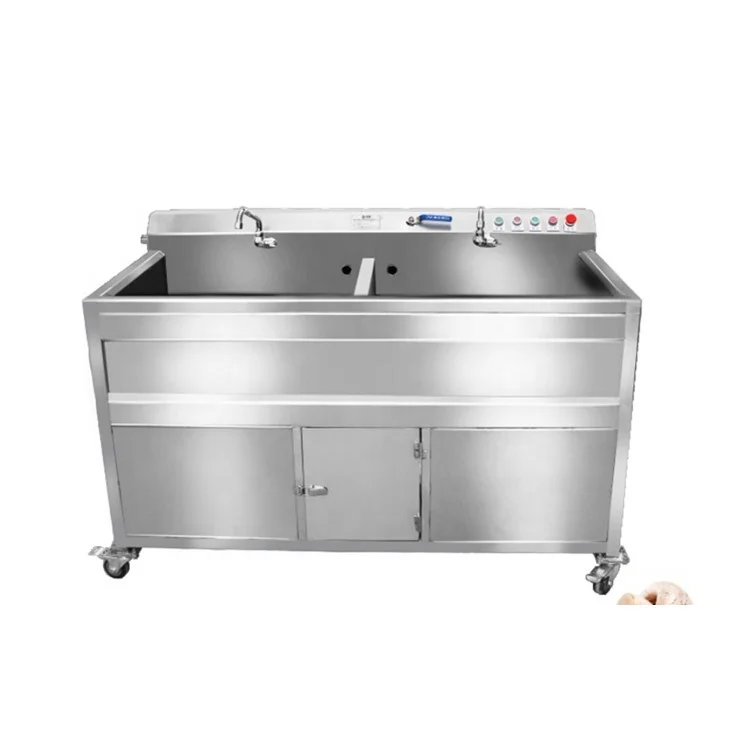 Double tank bubbles vegetable washing machine / automatic vegetable fruit ozone washer   WT/8613824555378