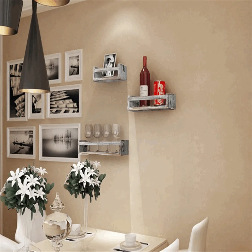 Set of 3 rustic multifunctional durable high quality wall mount solid wood floating corner shelves set