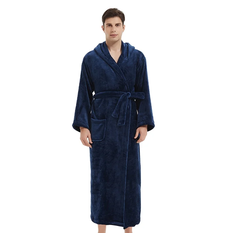 Personalized Terry Bath Robes For Men Black Custom Plush Embroidered
