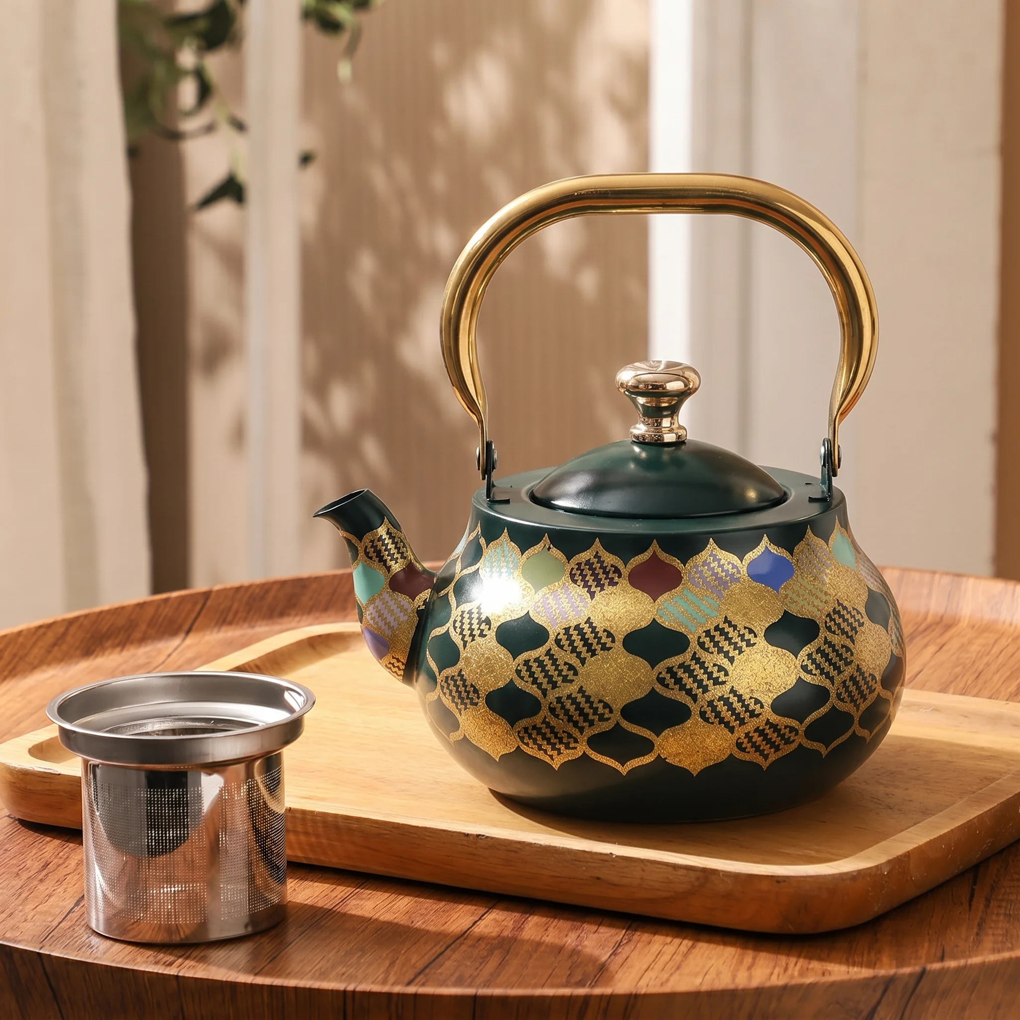 Series 22 Round Tea Kettle — Dark Green Moroccan Lantern