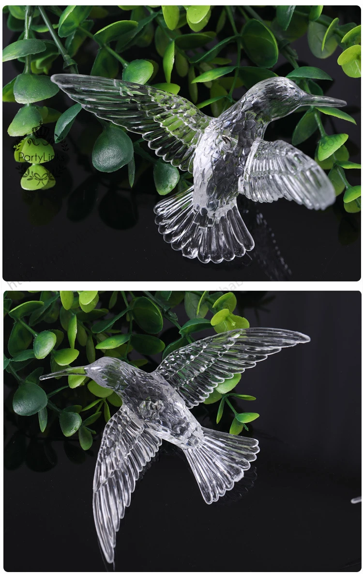 Beautiful Crystal Acrylic Birds Ceiling Hangings Hummingbird Home Wedding Decor 