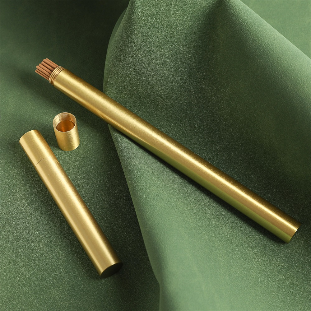 Maxery Brass Incense Stick Storage Tube Brass Incense Stick Holder Box