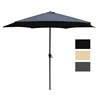 OEM 9 ft Outdoor Patio Umbrella Aluminum Table Market Umbrella 6 Ribs Crank Lift Push Button Tilt