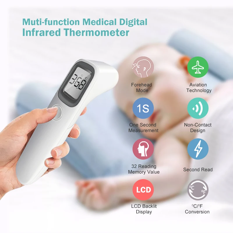 LCD Digital Non-contact IR Infrared Thermometer Forehead Body Temperature Meter for Baby Kid and Adult - KingCare | KingCare.net