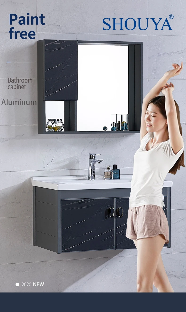 New Modern Cabinet Combo With Ceramic Wash Sink Bathroom Cabinets Low Price Vanity With Storage Mirror Aluminum Bathroom Cabinet Buy Bathroom Cabinet