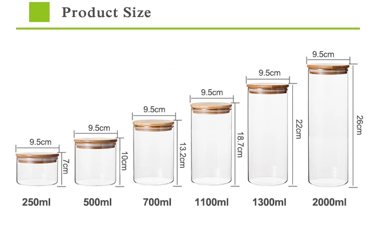 Airtight Food Storage Canisters Glass Jar With Airtight Bamboo Lid