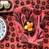 sea things on melon pink hand block printed linen napkins