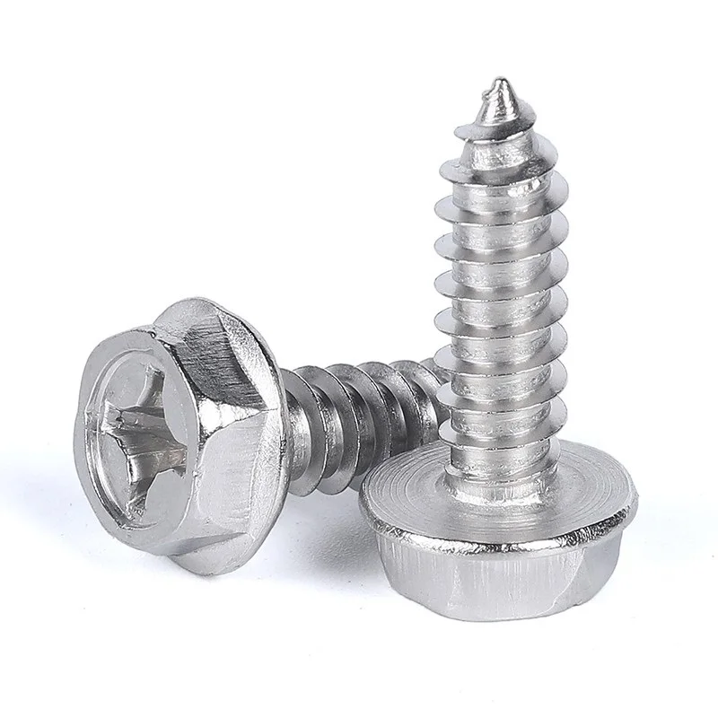 Phillips Outer Hex Flange Tapping Wood Screws A2 304 Stainless M3 M4 M5 M6