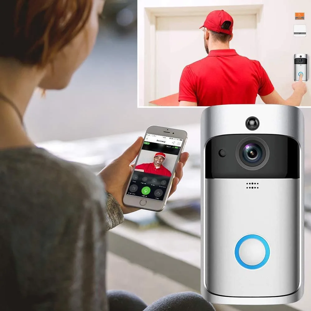 WiFi Video Doorbell Camera HD 720P Wireless Home Smart Security Cam ...