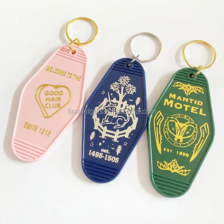 Custom Promotion Hot Stamping Printing Logo Acrylic Hotel Keychain