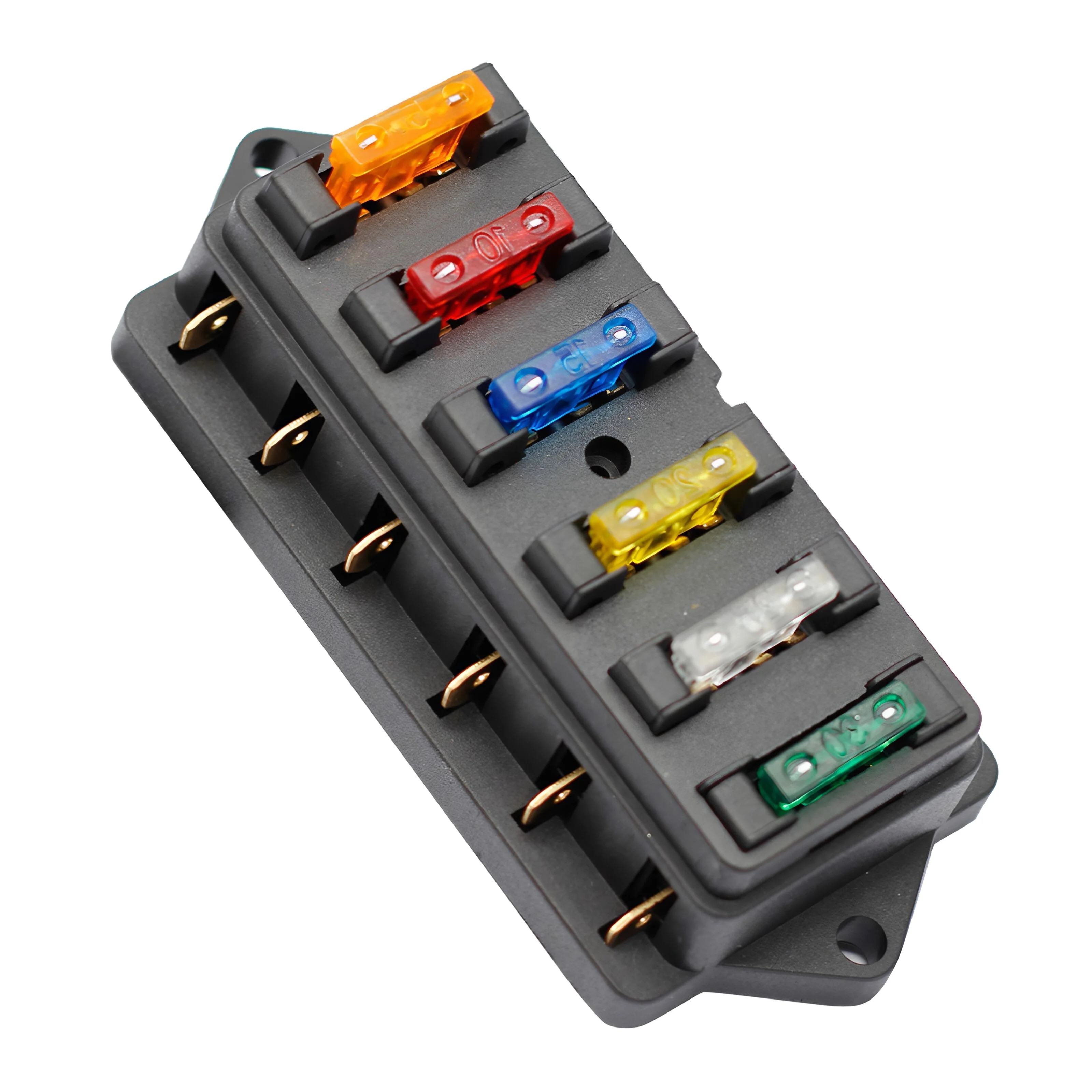 12v Dc 6 Way Blade Fuse Block Automotive 6 In 6 Out Car Universal Atcato Blade Fuse Holder Box 3599